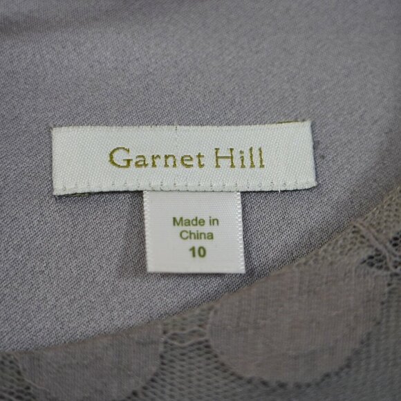 GARNET HILL Lace Shift Dress Scoop Neck Three-Quarter Sleeve Grey Size 10 - Picture 6 of 8